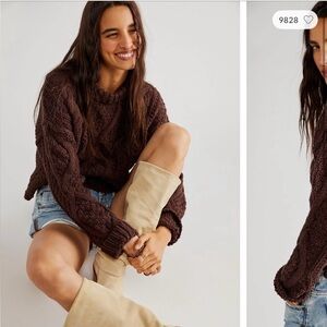 Free People Cutting Edge Cable Knit Sweater